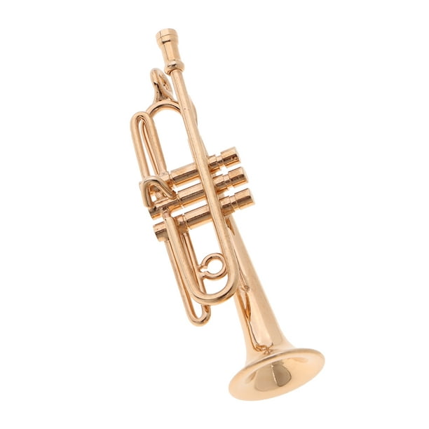 1/12 Metal Trumpet Miniature Musical Instrument for Dollhouse Decoration